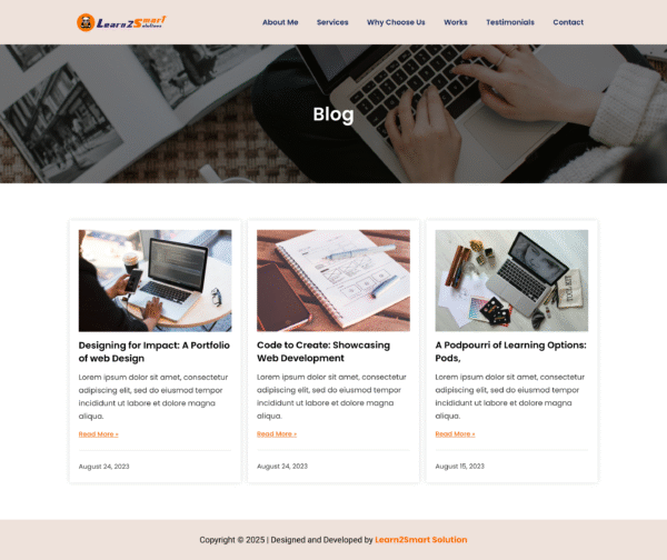 Personal Portfolio Website - Blog page
